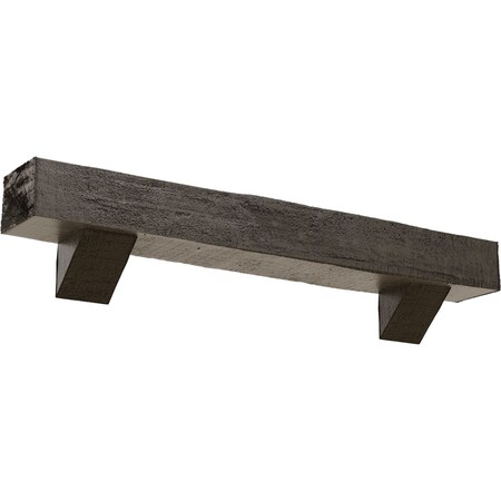 Ekena Millwork Rough Cedar Faux Wood Fireplace ManteL w/Breckinridge Corbels, Burnished Honey Dew, 6"H x10"Dx60"W MANURC06X10X60BKBD